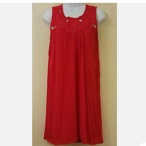 Jane and Delancey Dress Red Tank Crochet Yoke Neckline, sleeveless Knee length M